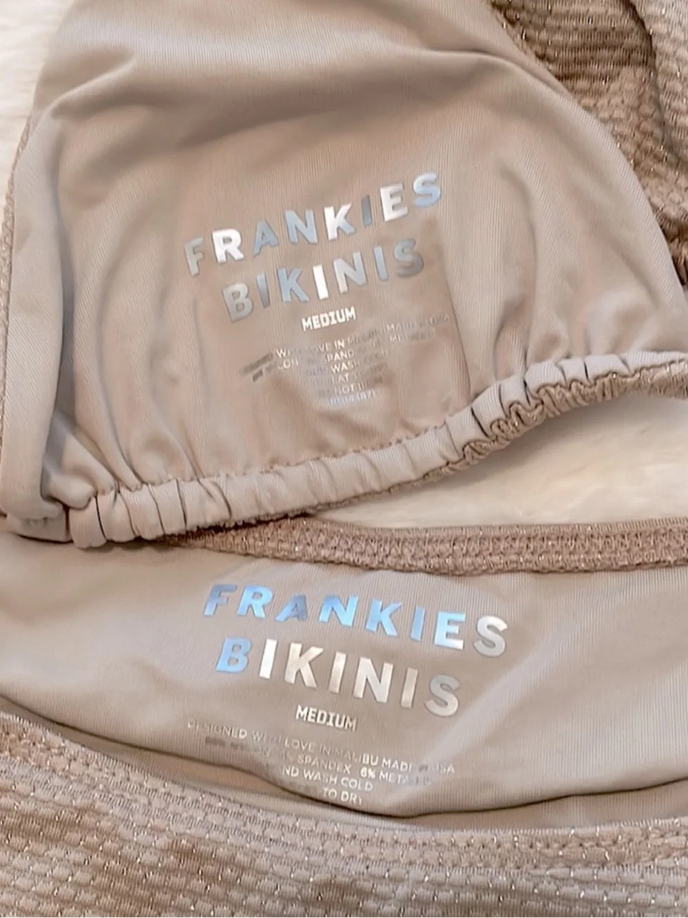 Frankie’s bikinis nude shimmer bikini set